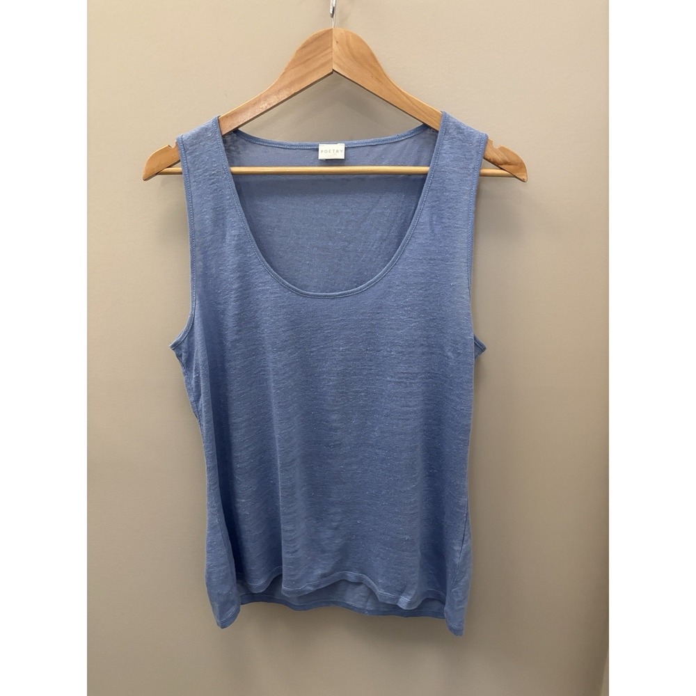 Poetry linen sleeveless women's top 12 Light Blue Scoop Neck Tank